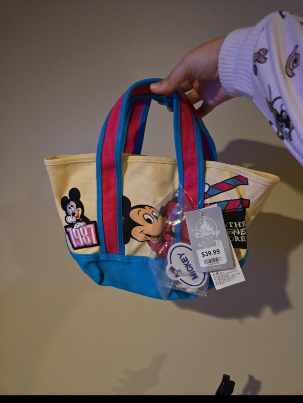 NWT Disney Mickey Canvas Tote in Cream, Teal & Pink